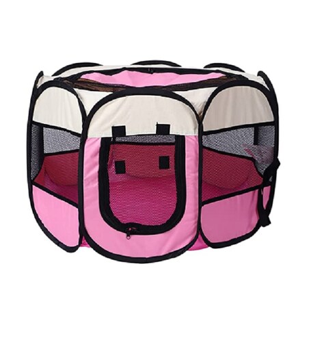 Corral para Perros con Valla Plegable Rosa