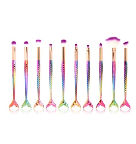 10 piezas de Pinceles de maquillaje de ojos Multicolor