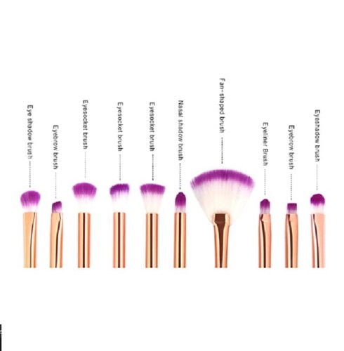 10 piezas de Pinceles de maquillaje de ojos Multicolor