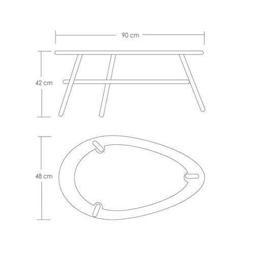 Ilios Innova Mesa de Centro Ovalada 2 Niveles, Mesa Auxiliar Multifuncional para Sala o Dormitorio 