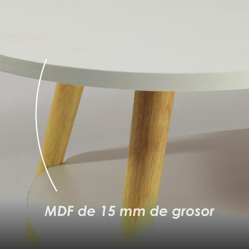 Ilios Innova Mesa de Centro Ovalada 2 Niveles, Mesa Auxiliar Multifuncional para Sala o Dormitorio 