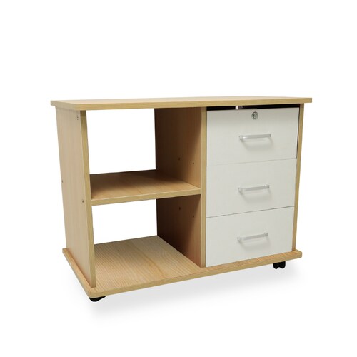Ilios Innova Gabinete de Almacenamiento, archivero móvil con cajón de Cerradura Soporte para Impresora y estantes Mueble para oficina.