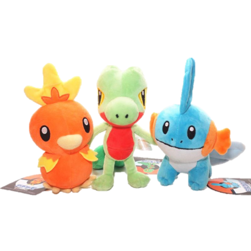 Peluches Pokémon Torchic, Treecko Y Mudkip Hoenn 18 Cm