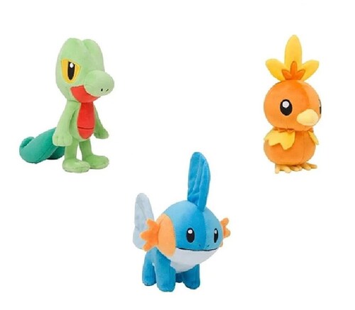 Peluches Pokémon Torchic, Treecko Y Mudkip Hoenn 18 Cm