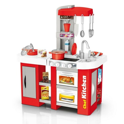 Cocina Con Agua Luz Y Sonido 53 Pzs Altura 72.53 Cm Roja