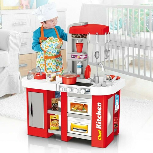 Cocina Con Agua Luz Y Sonido 53 Pzs Altura 72.53 Cm Roja