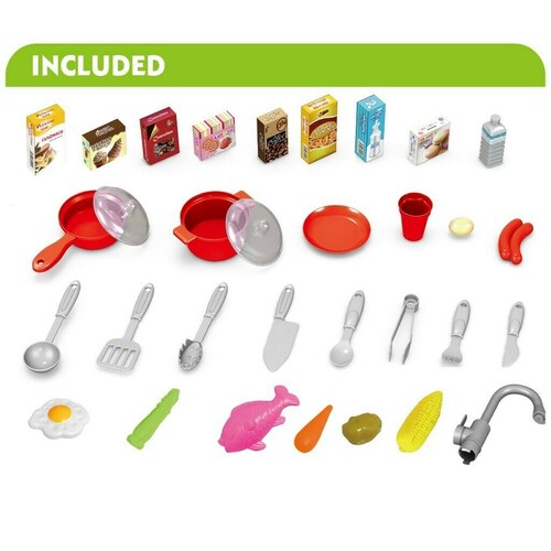 Cocina Con Agua Luz Y Sonido 53 Pzs Altura 72.53 Cm Roja