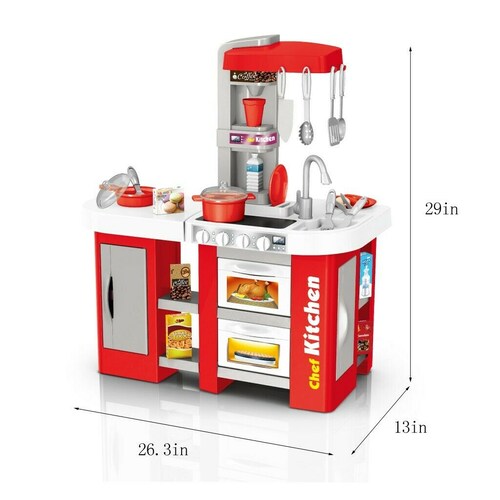 Cocina Con Agua Luz Y Sonido 53 Pzs Altura 72.53 Cm Roja