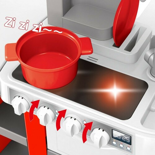 Cocina Con Agua Luz Y Sonido 53 Pzs Altura 72.53 Cm Roja