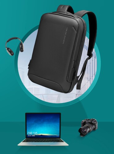 Mochila Mark Ryden. Bolsillo antirrobo con correas acolchadas. Repelente al agua Oxford. Para laptop de 15.6 a 17 Con puerto USB. Modelo 9008