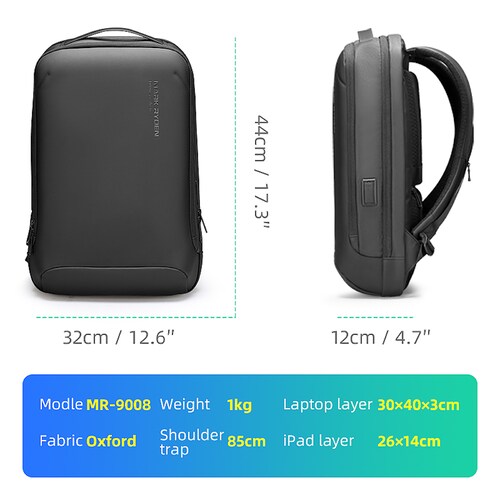 Mochila Mark Ryden. Bolsillo antirrobo con correas acolchadas. Repelente al agua Oxford. Para laptop de 15.6 a 17 Con puerto USB. Modelo 9008