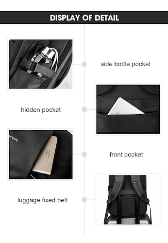  Mochila Negra Mark Ryden. Para negocios/escuela. Correas acolchadas. Repelente al agua. Espacio para laptop de 15.6  tableta de 9.7 Modelo 9191