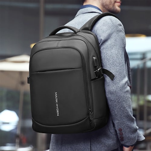  Mochila Negra Mark Ryden. Para negocios/escuela. Correas acolchadas. Repelente al agua. Espacio para laptop de 15.6  tableta de 9.7 Modelo 9191
