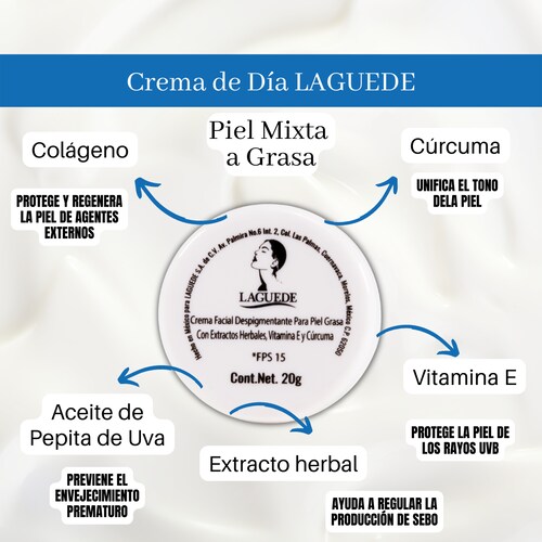 Crema Despigmentante + Aclarante + Anti-edad 20g 3 piezas Piel Mixta/Grasa Laguede
