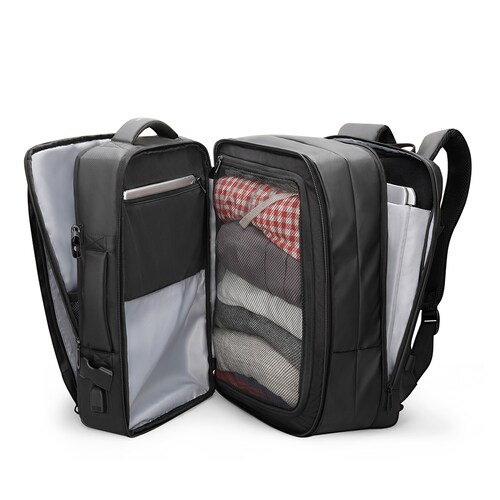Mochila Expandible para Viajeros Mark Ryden. Puerto de carga USB. Bolsillo antirrobo, correas acolchadas y capa de lluvia. Gran espacio. Modelo 9299YY