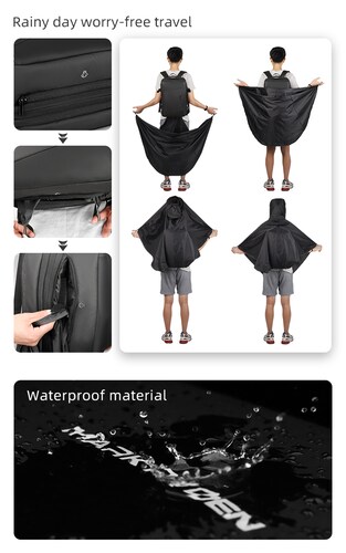Mochila Expandible para Viajeros Mark Ryden. Puerto de carga USB. Bolsillo antirrobo, correas acolchadas y capa de lluvia. Gran espacio. Modelo 9299YY
