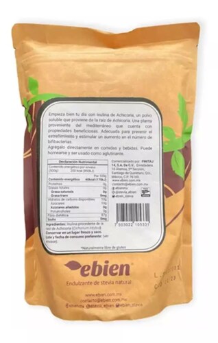 Inulina De Achicoria 500g Ebien Prebiótico Bifidogénico