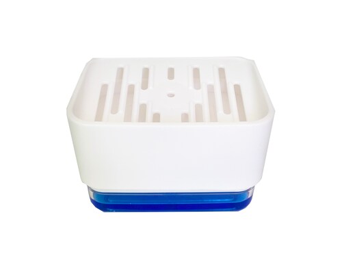 ZCCZ Dispensador de jabón blanco con soporte para esponja, bomba  dispensadora de jabón de cocina, organizador de esponja y soporte para  cepillo 3 en