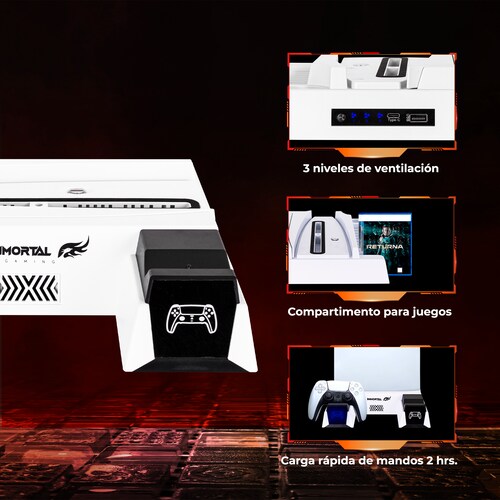 Base de Carga Dual y Sistema de enfríamiento para Play Station 5 IMMORTAL GAMING