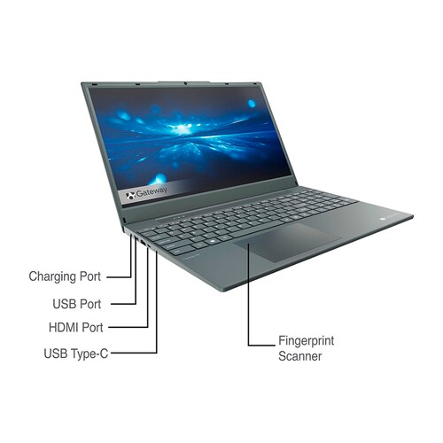 Laptop Gateway Ryzen 7-3700U Disco de Estado Solido 512GB Ram 8GB pantalla 15.6 Pulgadas -Gris + Monitor