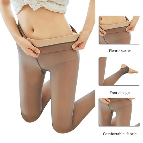 Pantimedias para Mujer Set de 2 Pcs, Resistentes, de efecto transparente, Pantimedias térmicas de lana calida 85g