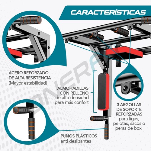 Barra de pared Onerfit ProMax color negro Para gimnasio y hogar