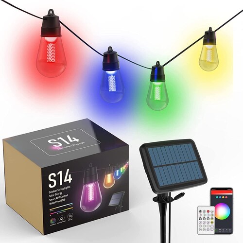 Serie Focos Vintage Exterior Decorativos 13 Metros 30 focos RGBHUB SOLAR DOSYU