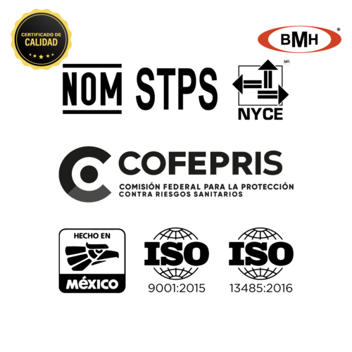 Cubrebocas KN95 / N95 Grado Médico Certificado 5 Capas de Protección Color Celeste 100pz