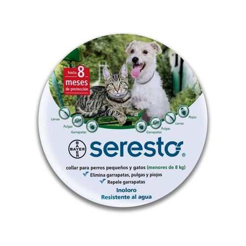 Bayer Seresto Collar Antipulgas Para Perros y Gatos Menores de 8 Kg.