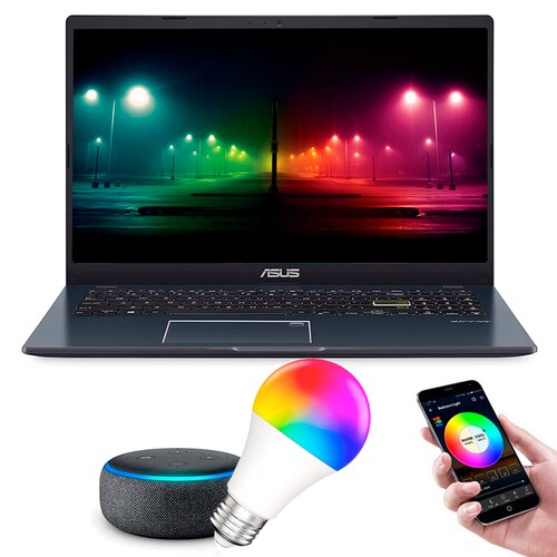 Asus Laptop L510 Ultra Thin 15.6 Pulgadas FHD, Procesador Intel Celeron N4020, 4 GB RAM, 128 GB de Almacenamiento, Windows 10 Home Mas Regalo Bocina Y Bombilla Inteligente
