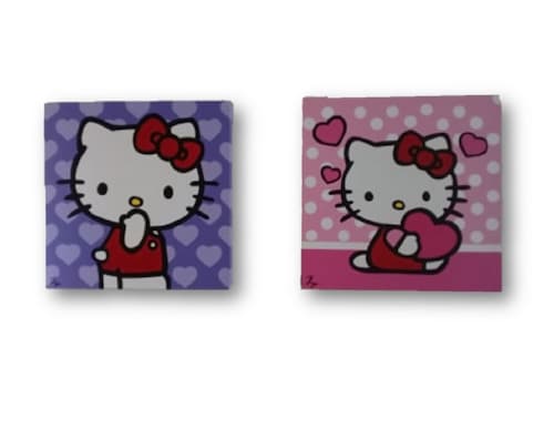 Cuadro decorativo pintado a mano Galería Oneris  HELLO KITTY DIPTICO 40x40