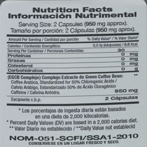 Café Verde Cápsulas Green Coffee Extract 60 Caps Thermogénic