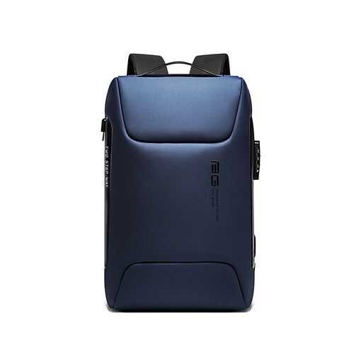  Mochila BANGE. Para laptop, iPad y artículos extra. Candado de seguridad antirrobo, puerto de carga USB y material repelente al agua. Modelo BG-7216