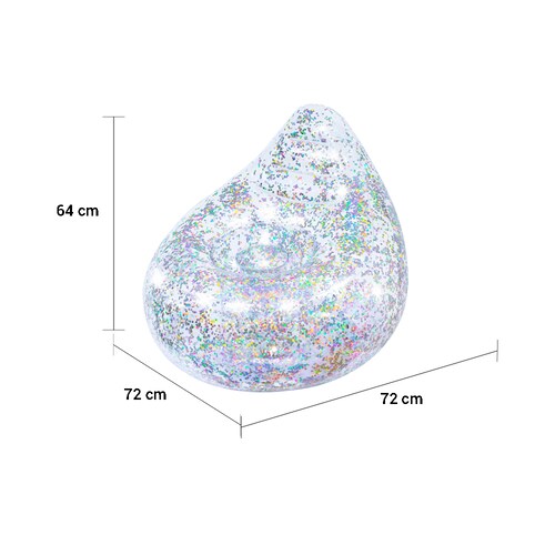 Sillón Puff Sofá Inflable Infantil Glitter Dream Plata Transparente