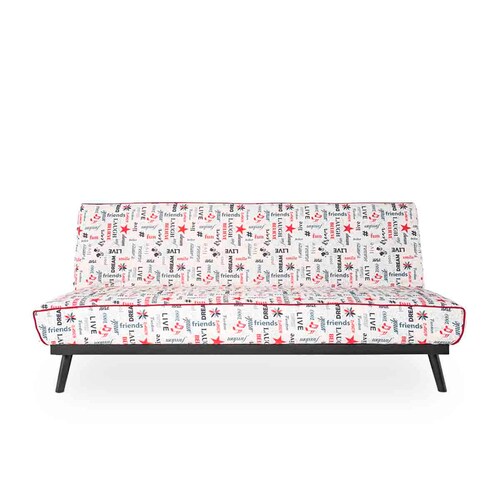 Sofa cama Nuelma Estampado Rojo y Negro - Kessa.