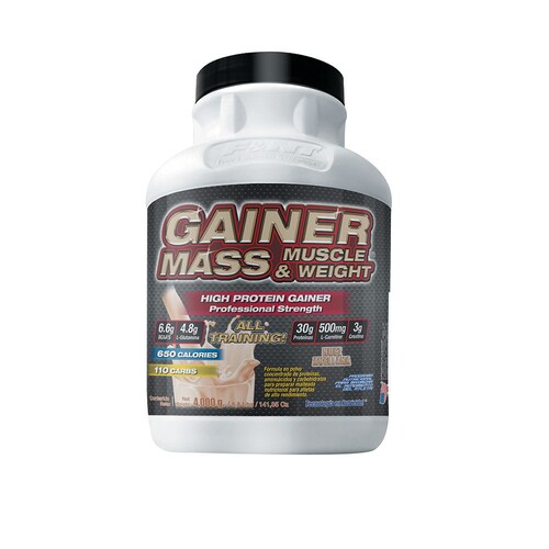 Gainer Mass Muscle & Weight 4,000 Gr Proteina Y Carbohidratos Sabor Nuez/Avellana F&nt