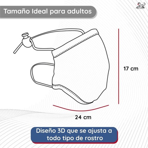 Cubrebocas Reutilizable para Adultos de Tela Lavable Ajustable, Marca Red Baboon