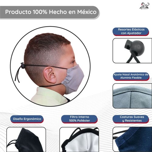 Cubrebocas Reutilizable para Adultos de Tela Lavable Ajustable, Marca Red Baboon