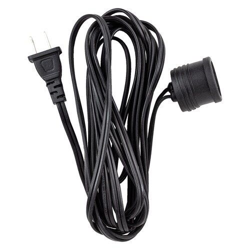 Paquete de 3 Extensiones Eléctricas con Portalámpara, de Color Negro, de 4 Metros. Clavija de 1.31 mm, 127 V, 60 Hz, 13 Amps.