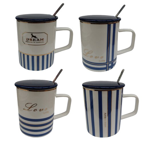 Juego De Tazas ceramica Importación Marinera 4 Piezas