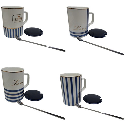Juego De Tazas ceramica Importación Marinera 4 Piezas