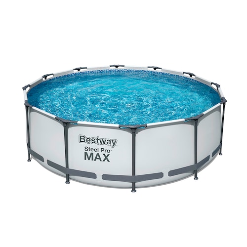 Alberca Piscina Estructural Armable Gris con Escaleras Circular Steel Pro 13,030 L con Filtro 4.27 M x 1.07 M Bestway