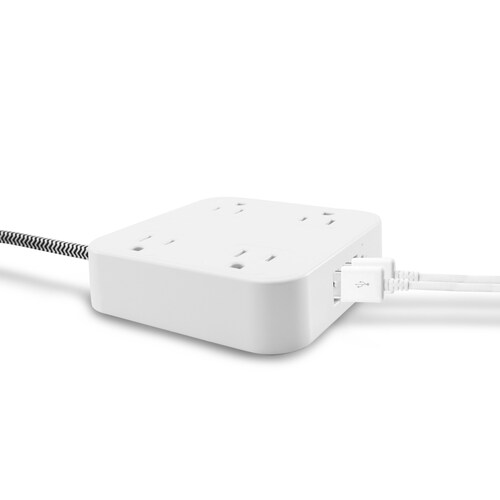 Multicontacto usb con 4 enchufes, 3 puertos usb y 1 usb-c