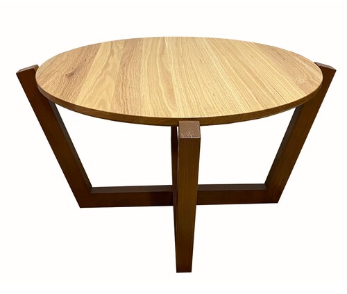 Mesa de centro redonda con cubierta de Encino
