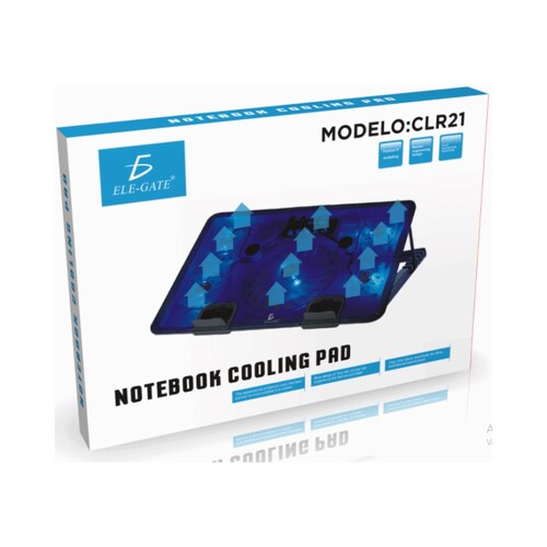 Base Enfriadora 2 Ventiladores Para Lap Top 5 Posiciones Ele-Gate CLR.26 color negro