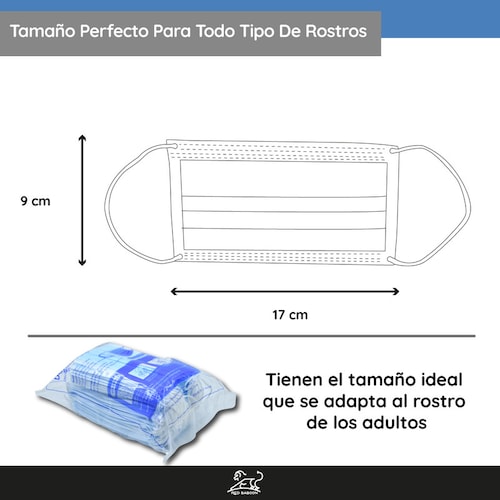 Cubrebocas Tricapa Tapabocas Termosellado Color Azul (Paquete Bolsa 100 Piezas) Red Baboon