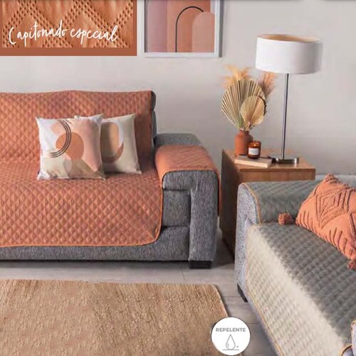 Protectores de Sala  | Doble vista Naranja/Gris | Set de 3 Piezas | Tela repelente