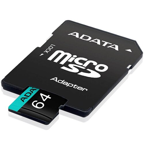 Memoria MicroSD Adata Premier Pro 64GB SDXC UHS-I U3 V30 Clase 10 A2 Con Adaptador AUSDX64GUI3V30SA2-RA1