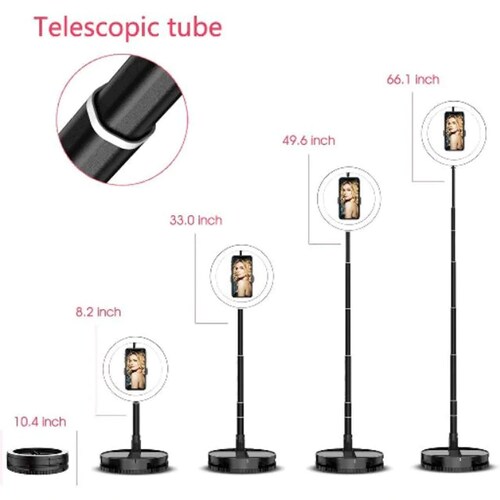  MAI ANILLO AJUSTABLE ARO LUZ 10 pulgadas PORTA CELULAR 170 cm AJUSTABLE 