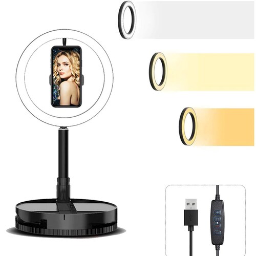  MAI ANILLO AJUSTABLE ARO LUZ 10 pulgadas PORTA CELULAR 170 cm AJUSTABLE 